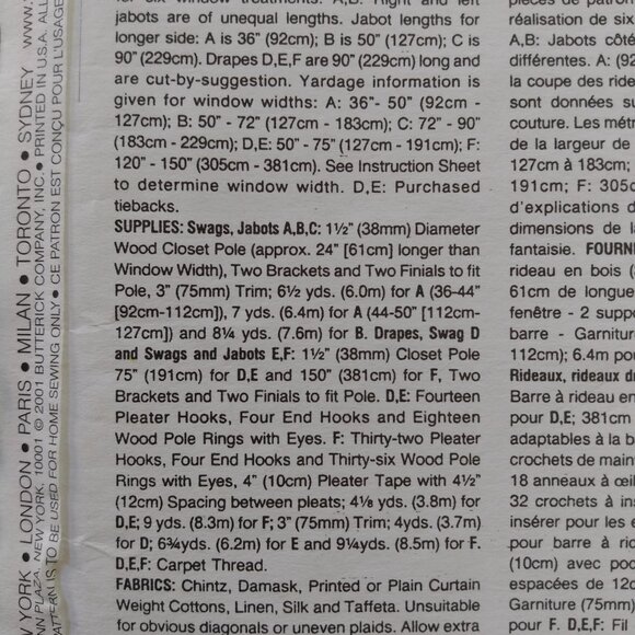 Vintage Vogue 2670 Curtains Sewing Pattern Swags Jabots UNCUT - Picture 10 of 16